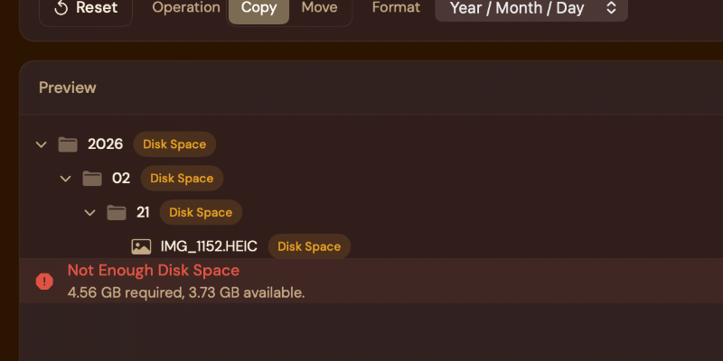 Disk space warning