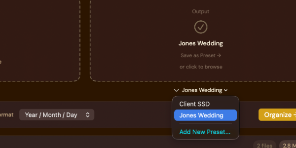 Presets dropdown