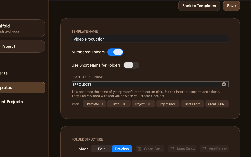 Scaffold token naming placeholder